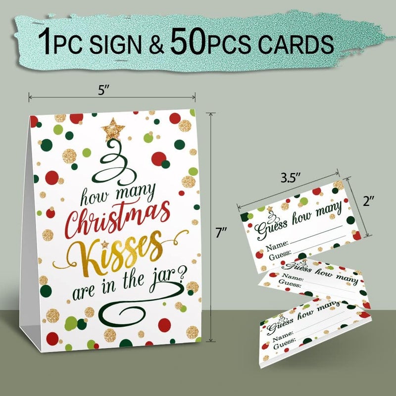 Kadiak Guess How Many Christmas Kisses Baby Shower Party Game Cards Kit (1 Standing Sign + 50 Guessing Cards), Funny Colorful Bauble Decorations Party Game Cards Festive Activities Party Raffle Insert Ticket - Image 4